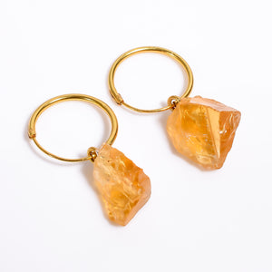 CITRINE GOLD HOOPS