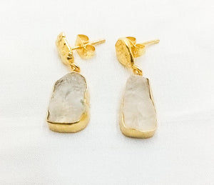 RAW MOONSTONE GOLD DROPS