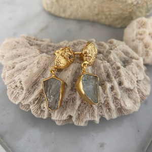 RAW AQUAMARINE GOLD DROPS