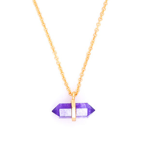 PURPLE CHALCEDONY PENCIL NECKLACE