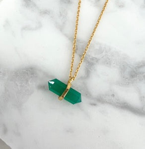 GREEN CHALCEDONY PENCIL NECKLACE