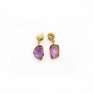 RAW AMETHYST GOLD DROPS