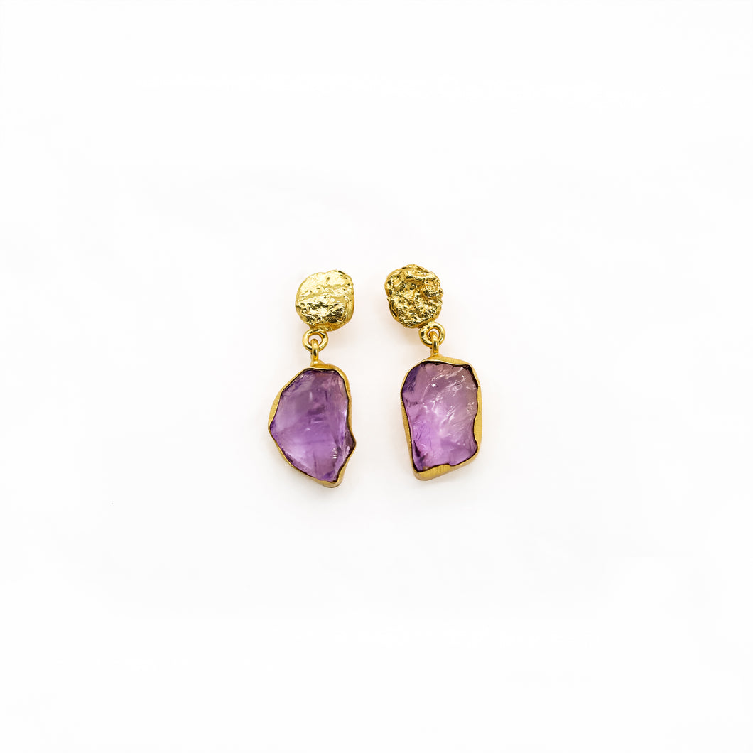 RAW AMETHYST GOLD DROPS