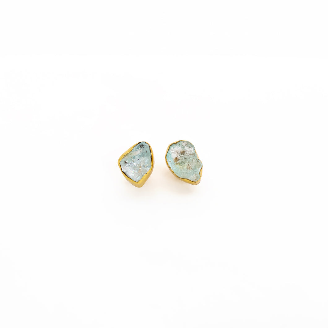 RAW AQUAMARINE STUDS