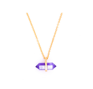 PURPLE CHALCEDONY PENCIL NECKLACE