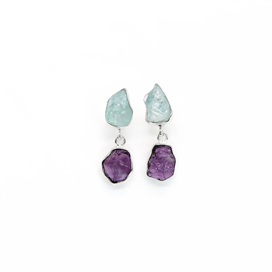 AMETHYST AQUAMARINE DUO EARRINGS