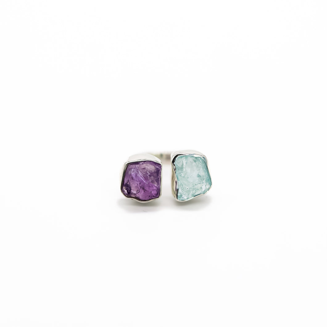 AMETHYST AQUAMARINE DUO RING