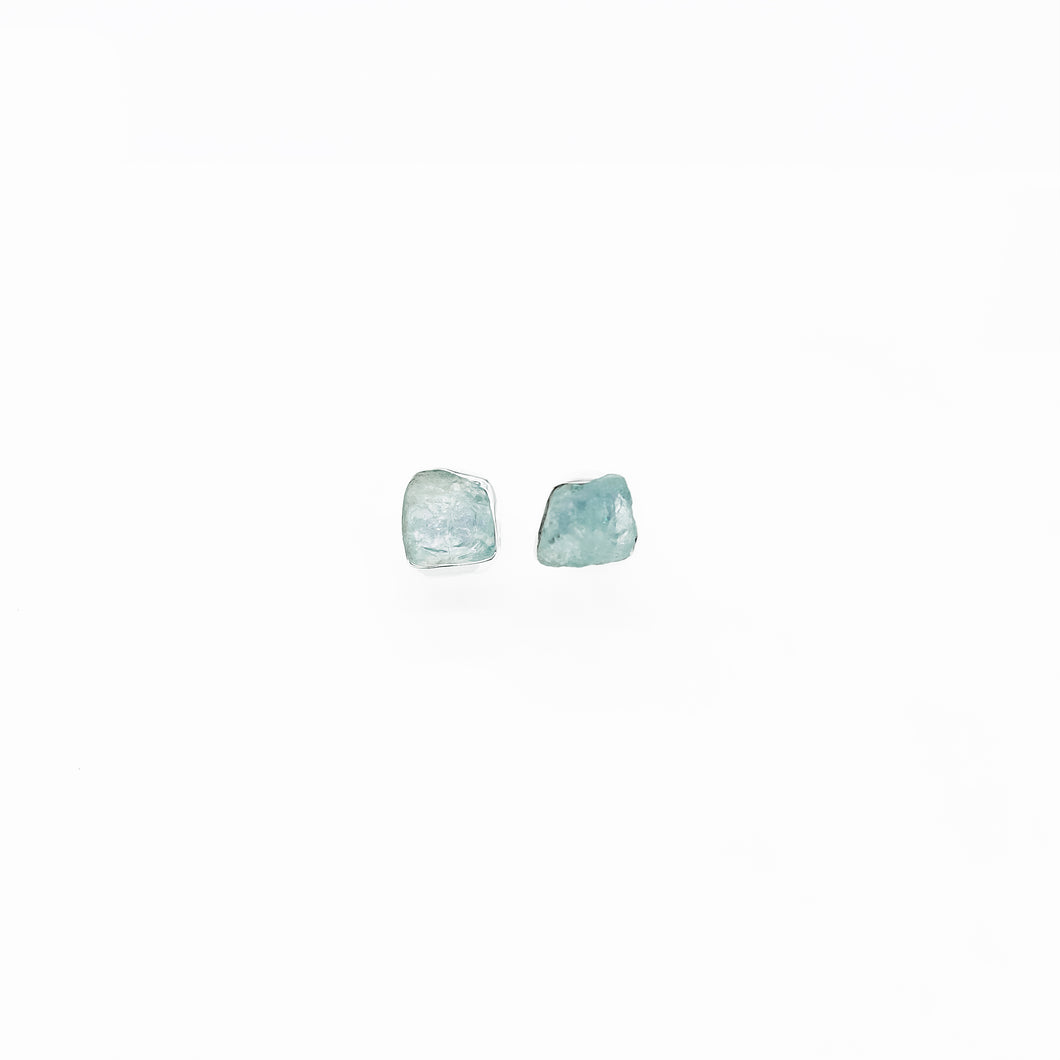 RAW AQUAMARINE STUDS (SILVER)