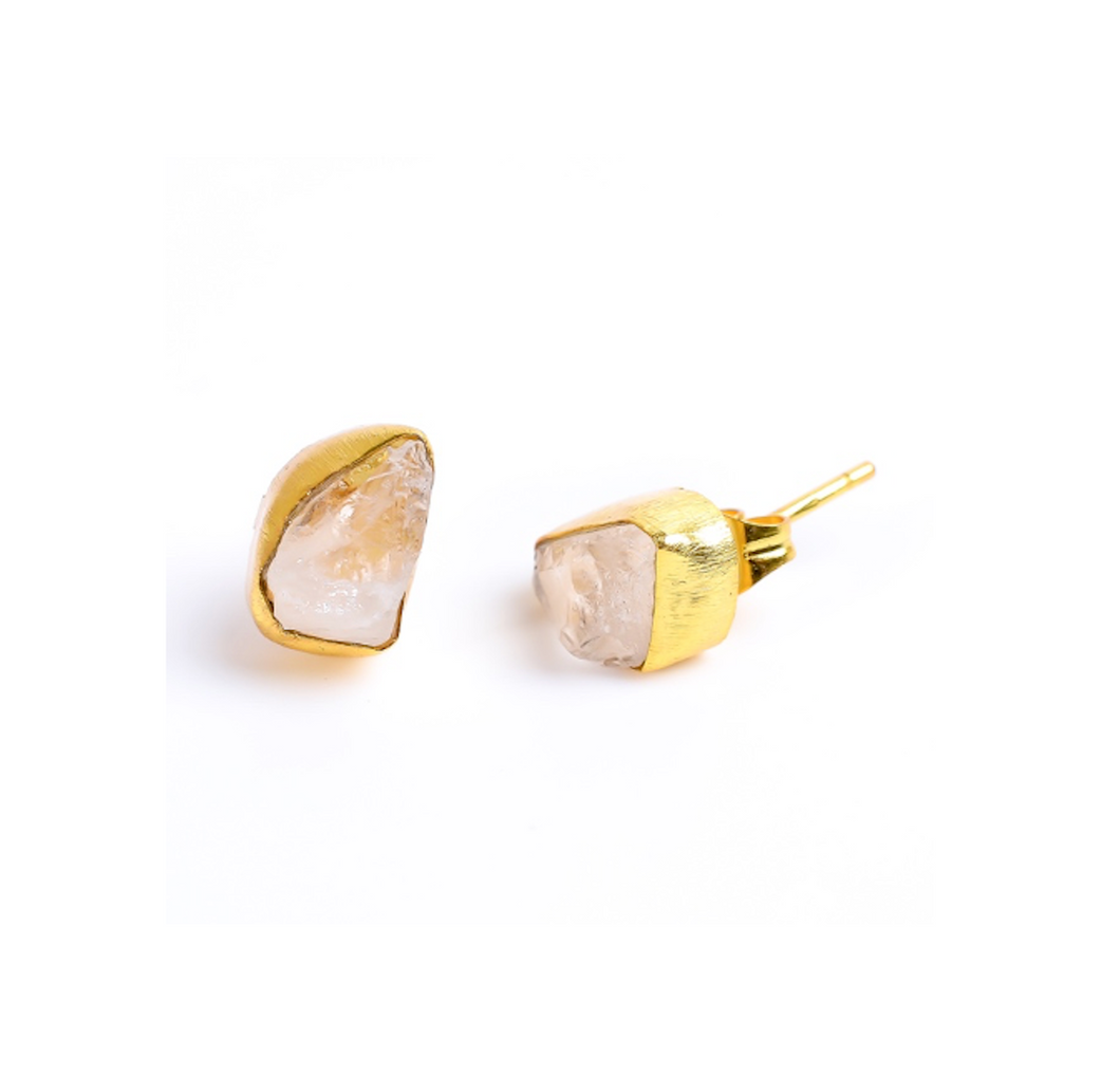 RAW CLEAR QUARTZ STUDS